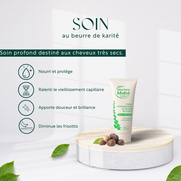 Crème régénératrice au beurre de karité pour cheveux secs