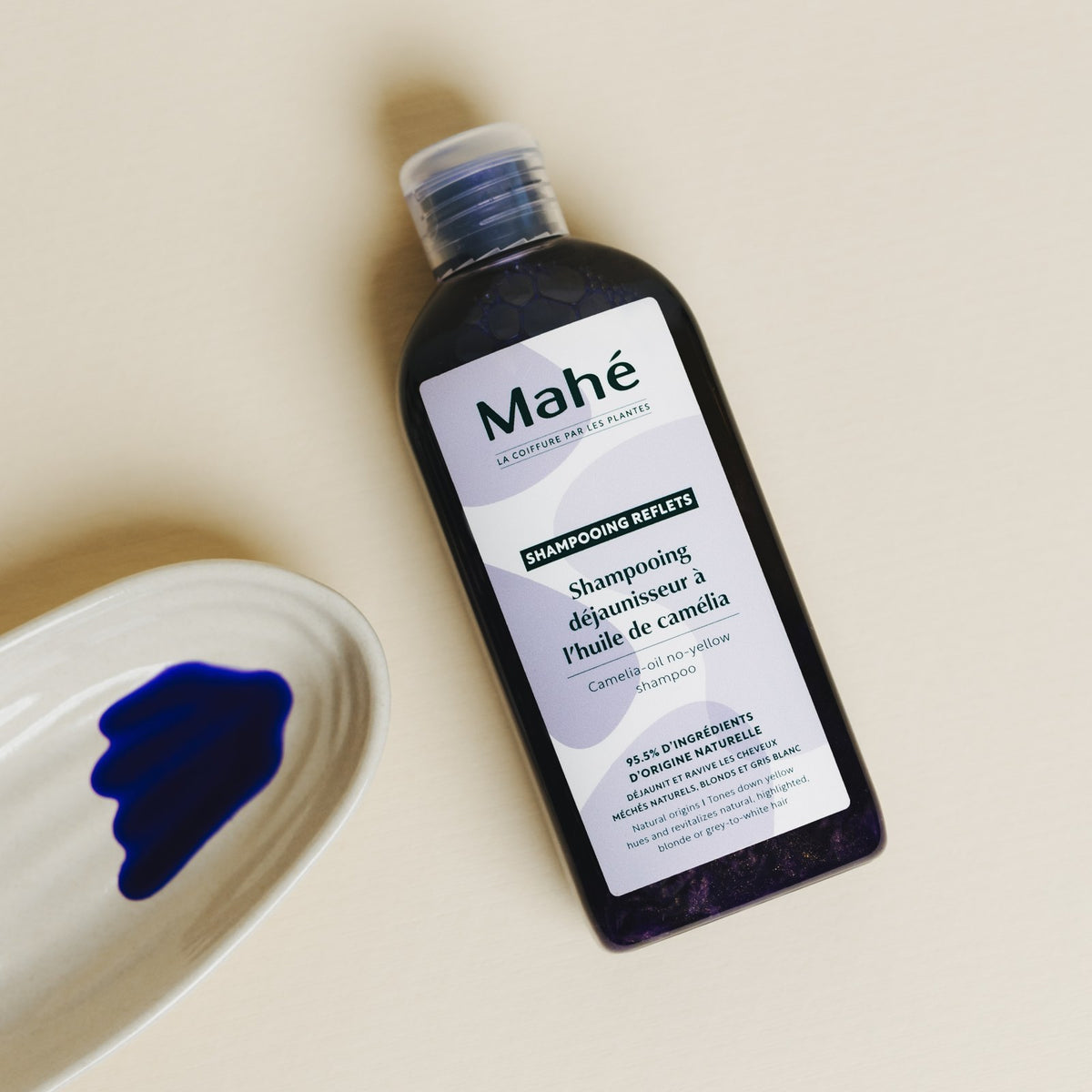 Texture du shampooing déjaunisseur MAHÉ